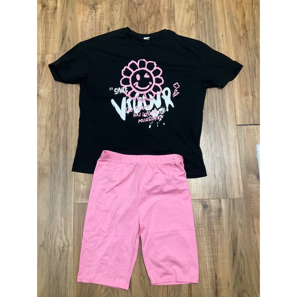 NWT  Shein Kids Black and Pink  Matching set " Future has Infinite Possibilities